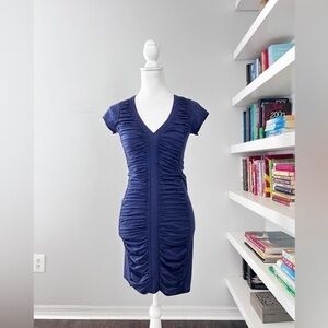 𝅺Susana Monaco ruched navy dress size small